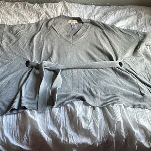 Michael Kors cape belted sweater in soft grey